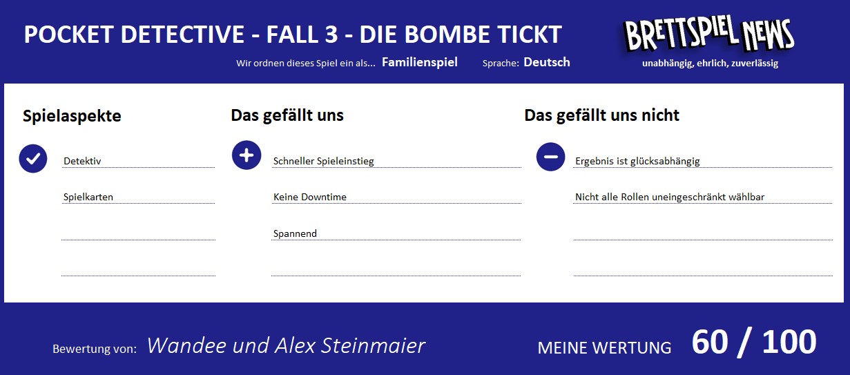 pocket detec bombe tickt wertung