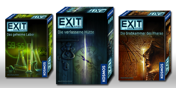 Kosmos startet neue Spielreihe Exit – Das Spiel, Das geheime Labor, Die verlassene Hütte und Die Grabkammer des Pharao