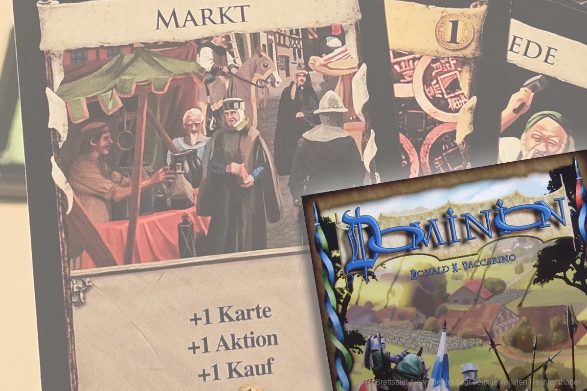 "Dominion" ein reines Deckbau-Spiel für 2-4 Personen ab 10 Jahren mit einer Spieldauer von 30-60 Minuten, welches eben diesen Deckbau 2008 zu einer etablierten Spielmechanik gemacht hat.